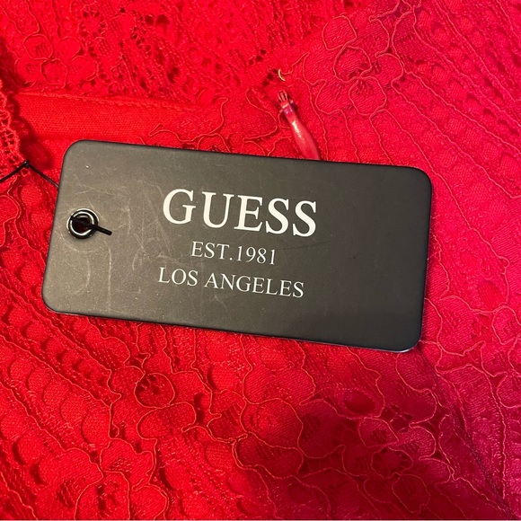 Guess Red Lace Cutout Midi Sheath Dress Open Back - Picture 5 of 7